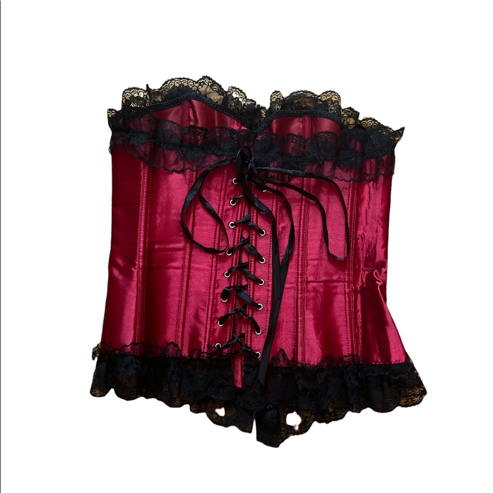 Red Lace up Corset Sz L - Used once - Picture 2 of 5